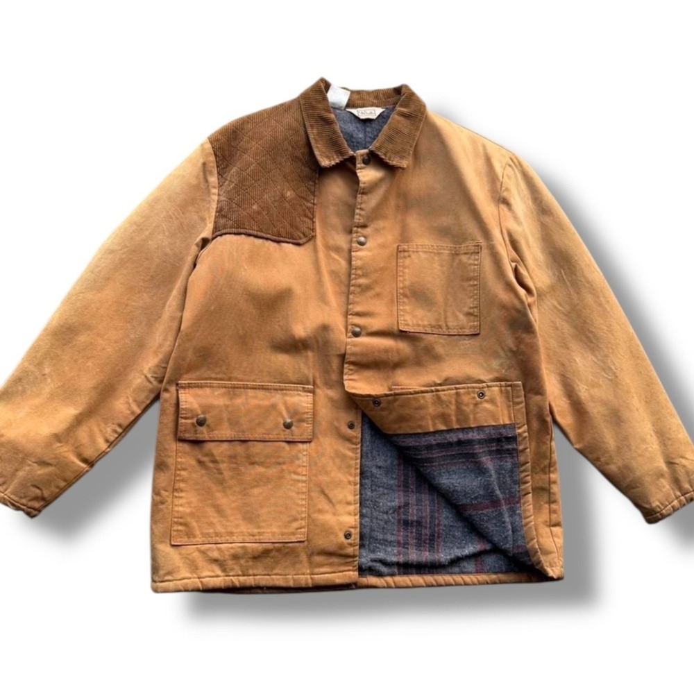 Vintage Walls Tan Barn Coat‎ Carhartt Style Lined Utility Corduroy Collar Large